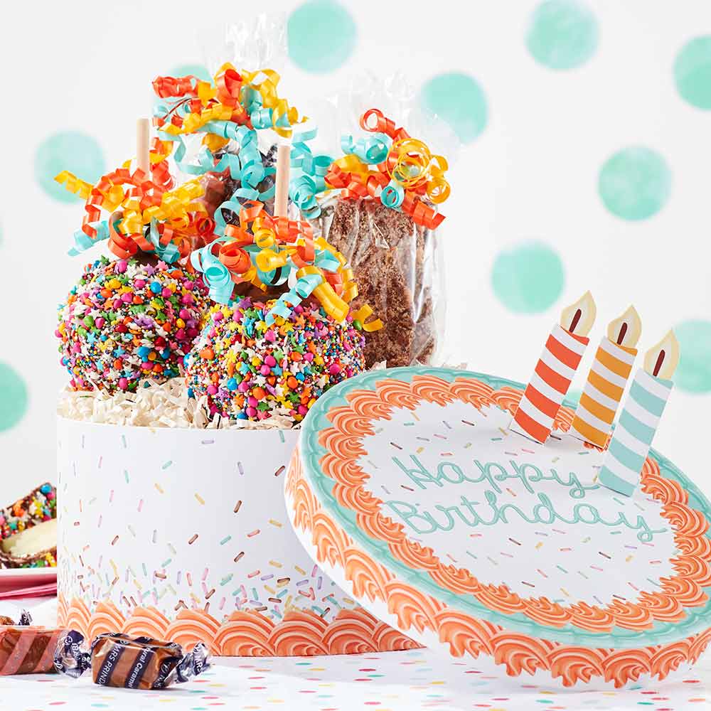 Birthday Cake Caramel Apple Gift Set