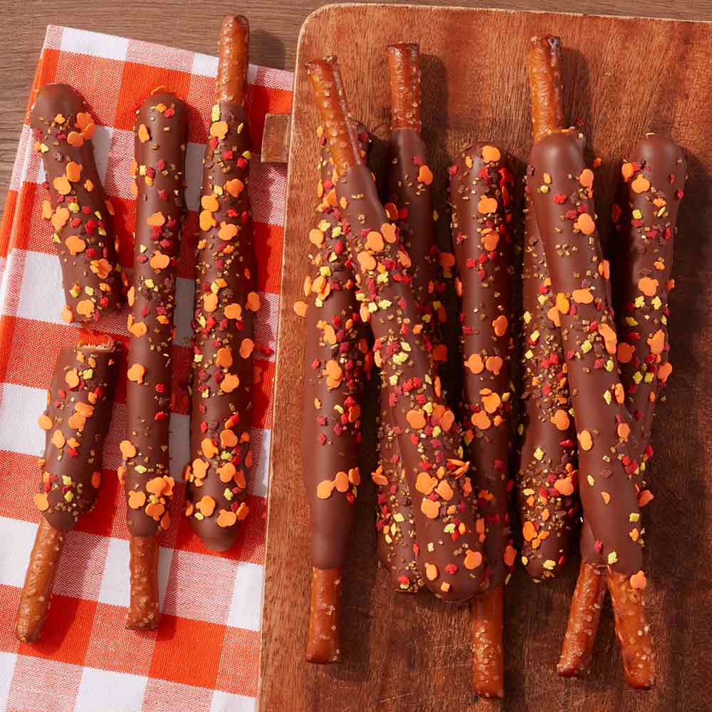 Fall Harvest Chocolate & Caramel Dipped Pretzels