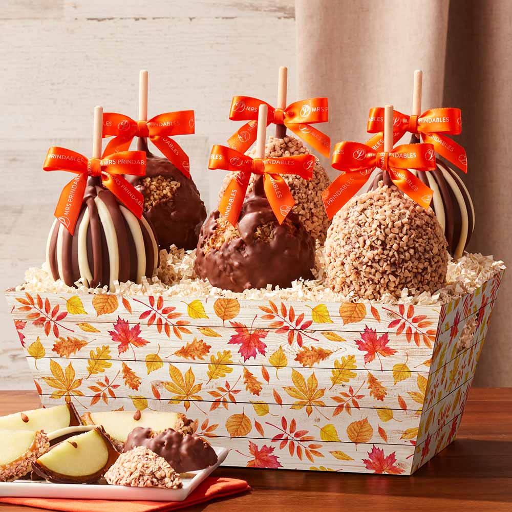Fall Leaves Caramel Apple Gift Tray