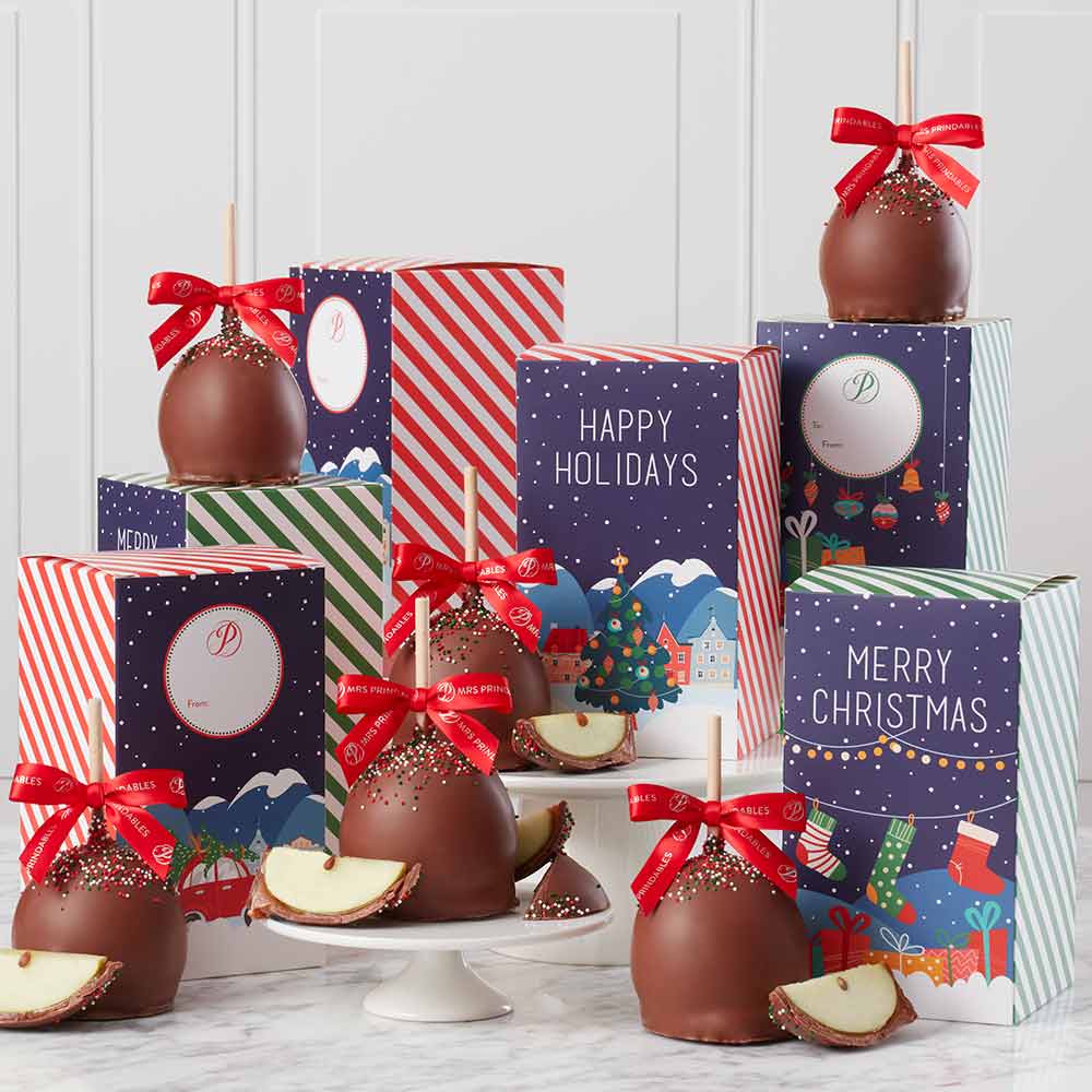 Holiday Greetings Caramel Apple Gift Set
