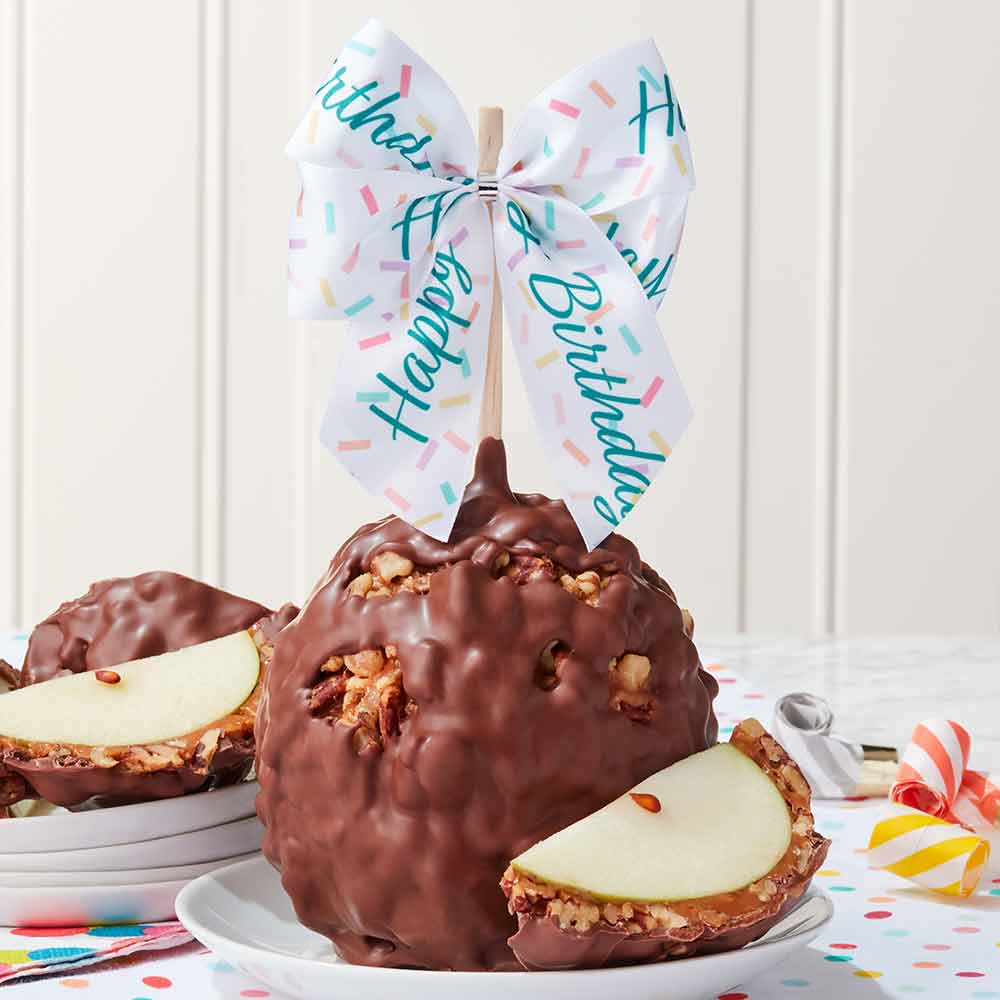 Happy Birthday Ribbon Jumbo Caramel Apple