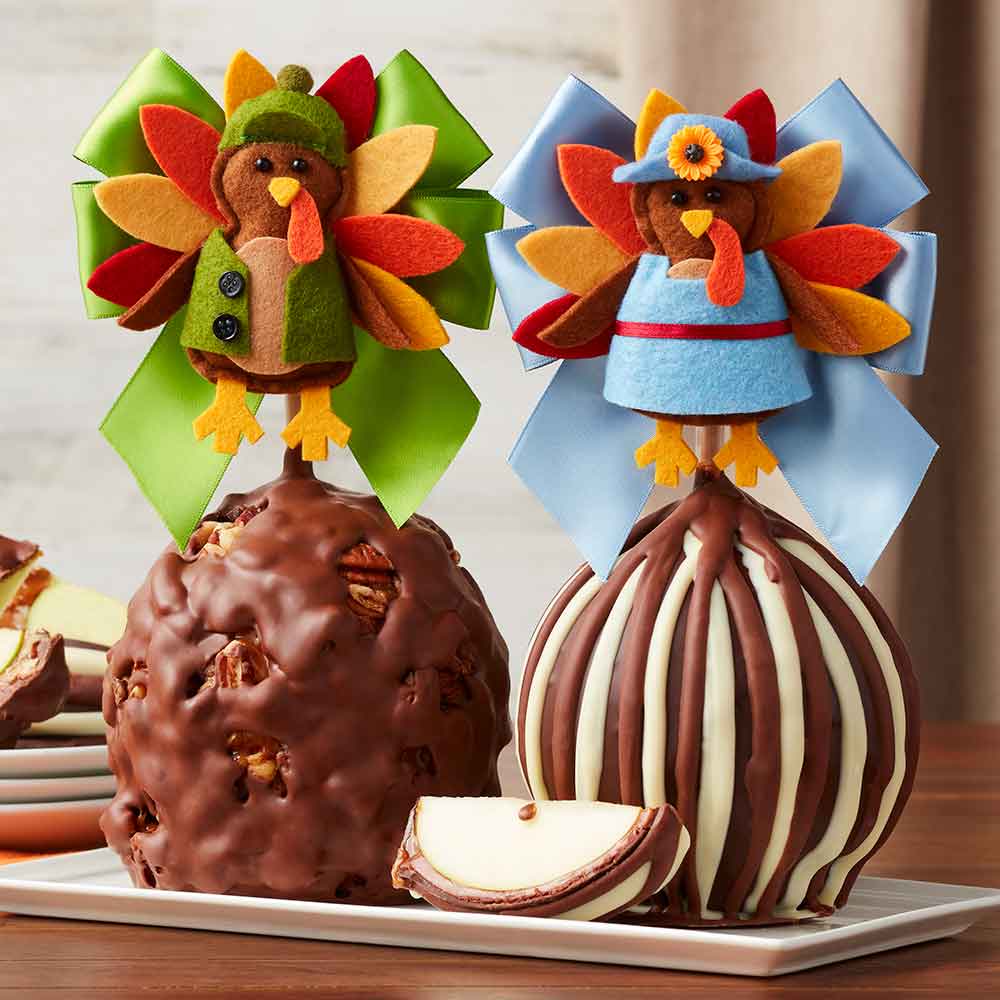 Mr. & Mrs. Turkey Jumbo Caramel Apple Gift Set