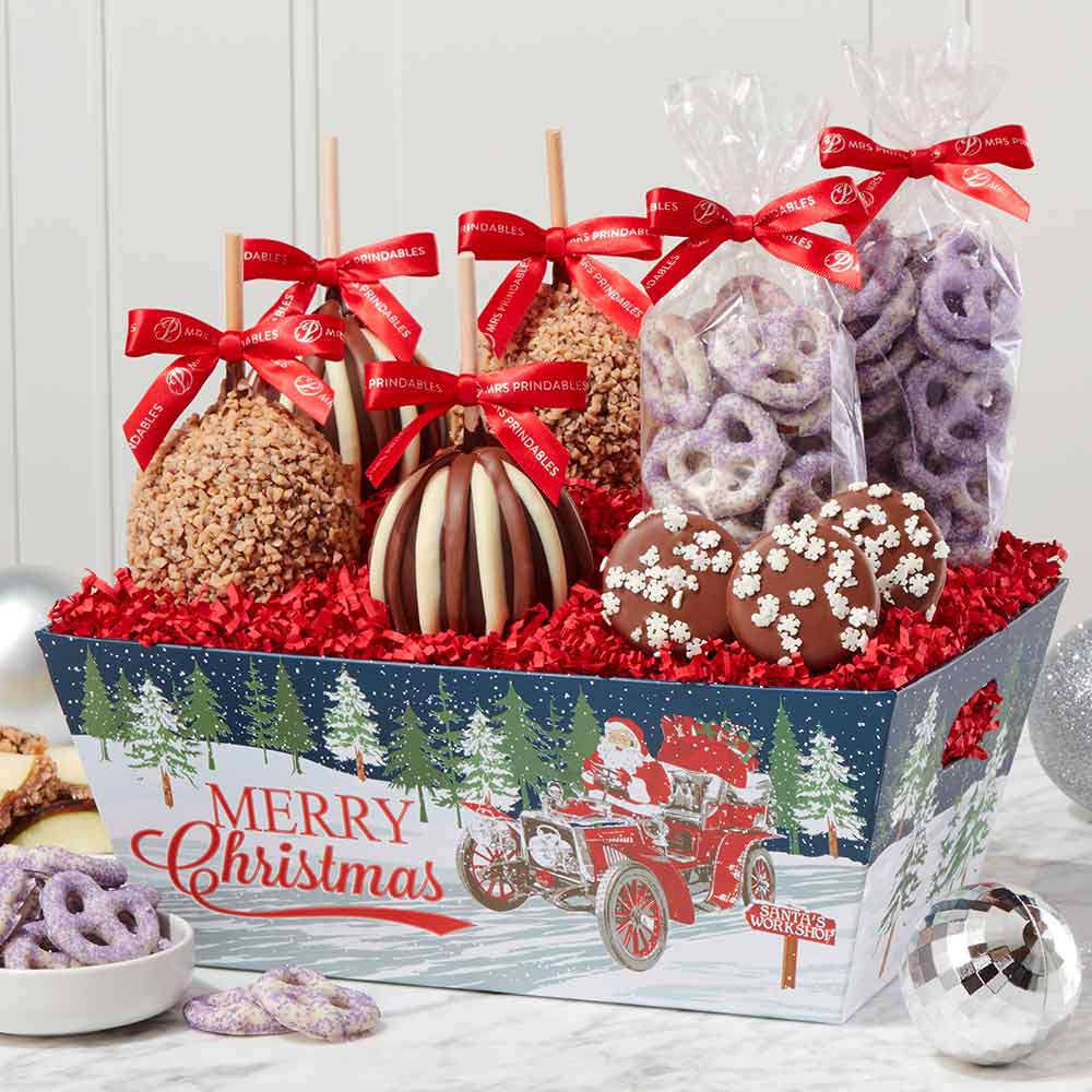 Santa's On His Way Caramel Apple & Confection Gift Tray