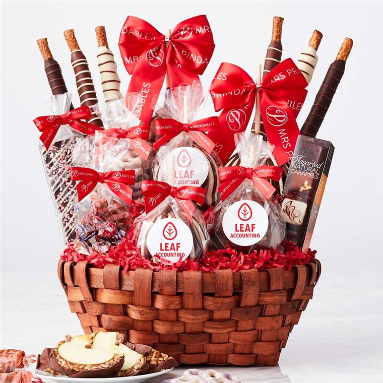 Custom Label Premium Holiday Caramel Apple Gift Basket