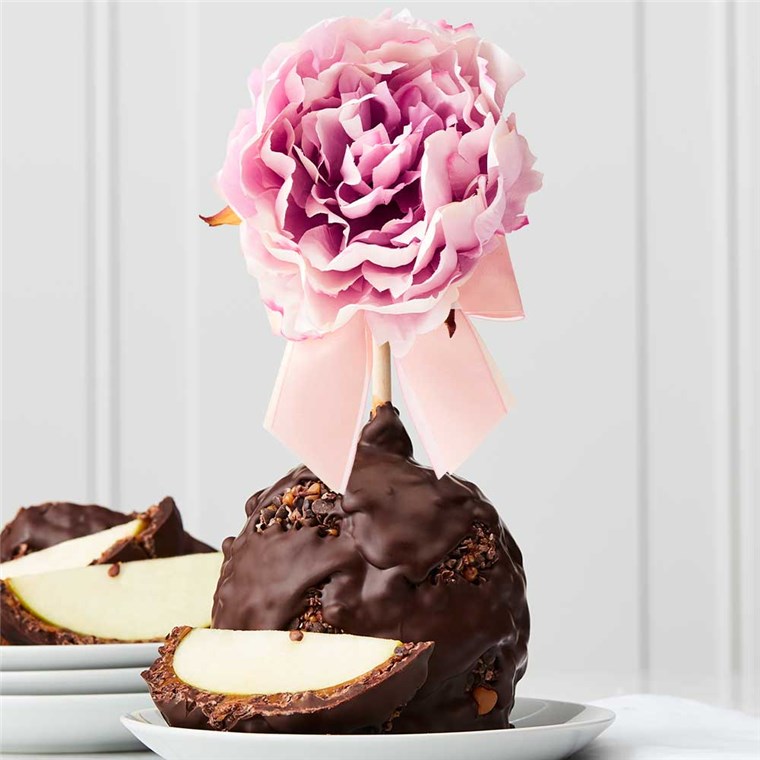 Dark Chocolate Cocoa Purple Peony Jumbo Caramel Apple | Mrs Prindables
