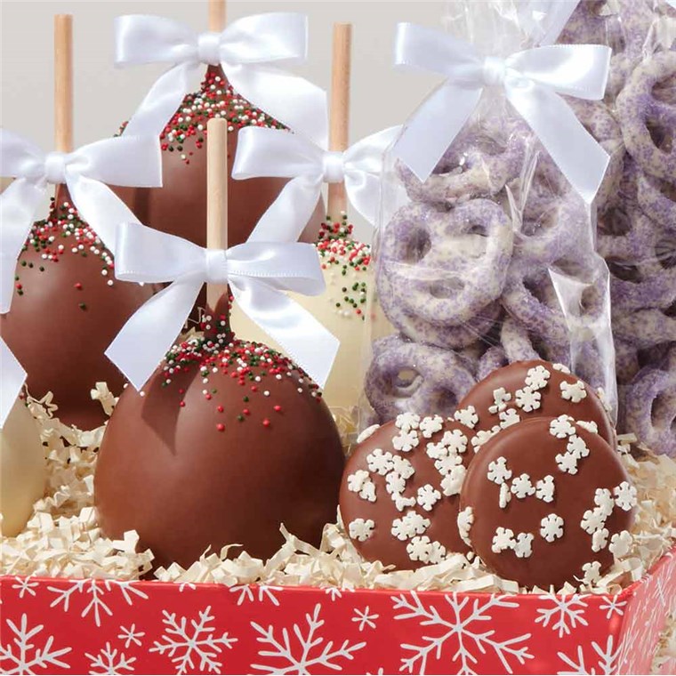 Festive Snowfall Caramel Apple & Confection Gift Tray | Mrs Prindables