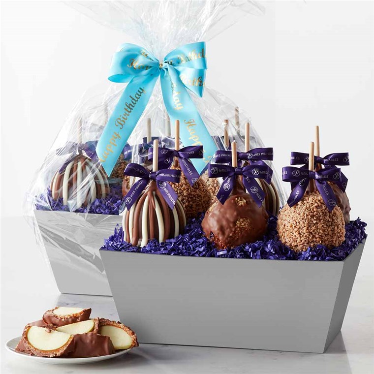 Silver Happy Birthday Petite Caramel Apple Gift Tray Mrs