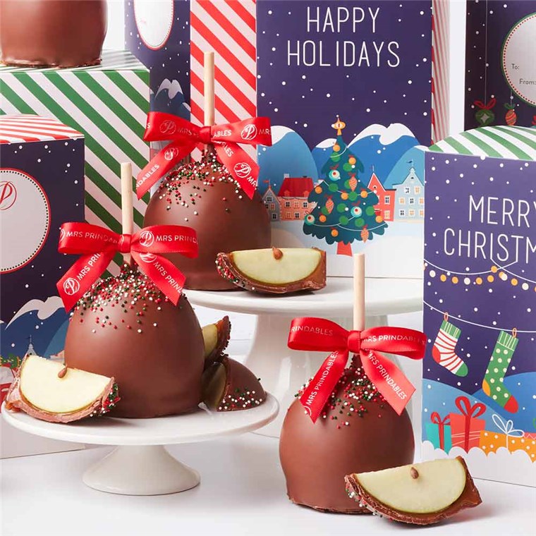Holiday Greetings Caramel Apple Gift Set | Mrs Prindables | Mrs