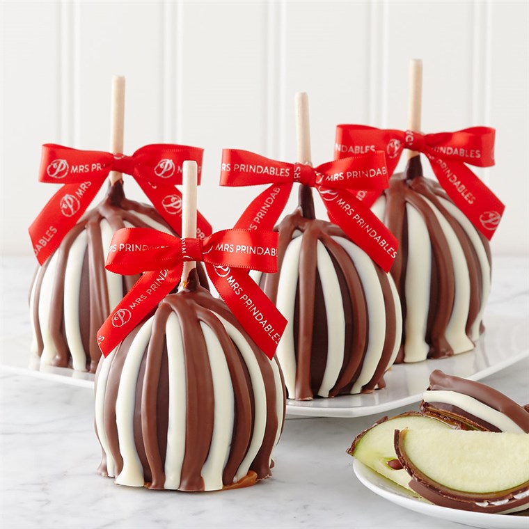 Holiday Triple Chocolate Petite Caramel Apple 4-Pack | Mrs Prindables