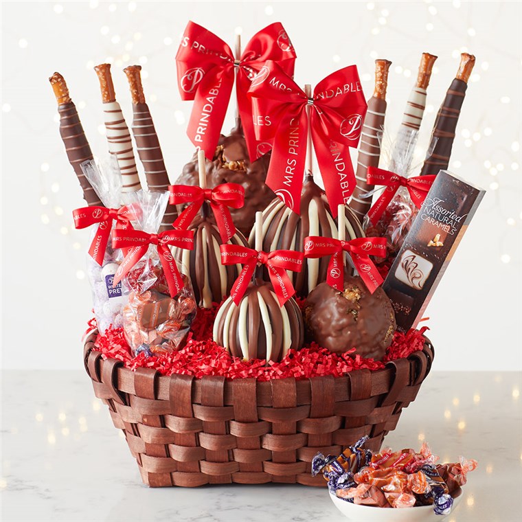 Premium Holiday Caramel Apple Gift Basket Mrs Prindables
