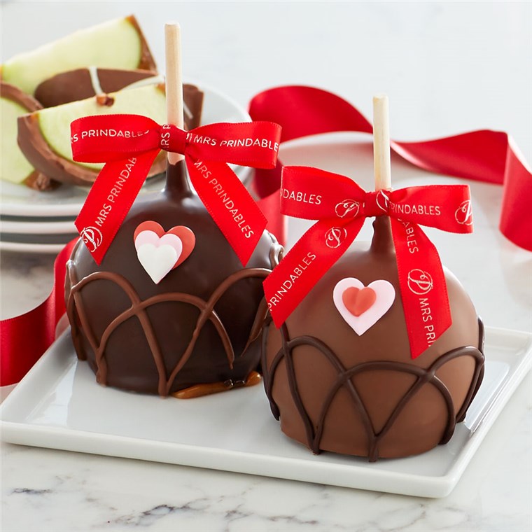 Valentine Heart Petite Caramel Apple 2-Pack | Mrs Prindables