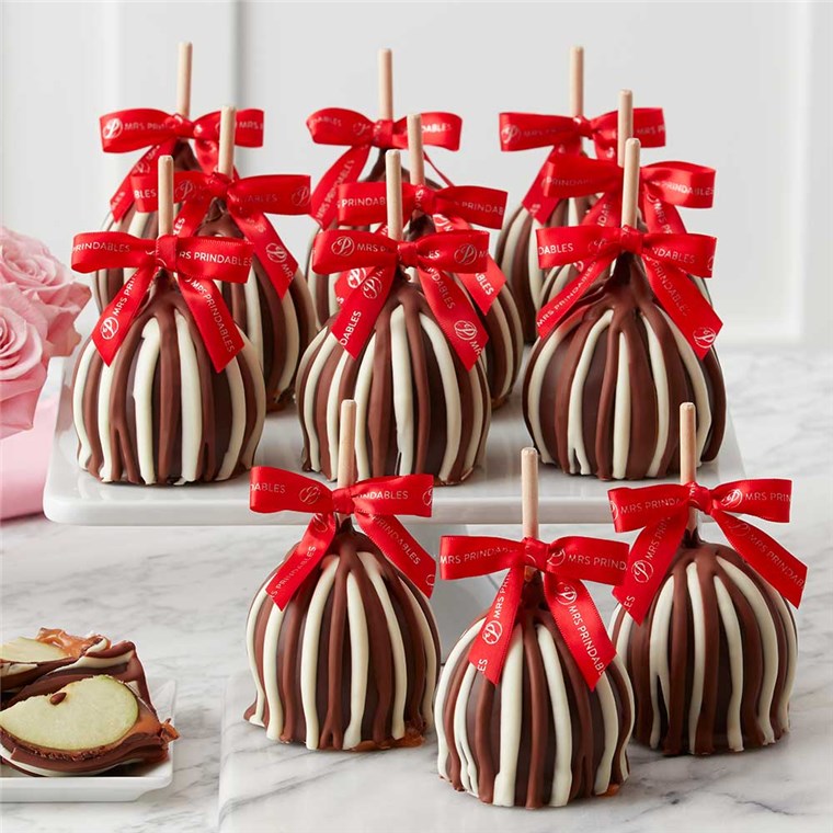 Valentine Triple Chocolate Petite Caramel Apple 12-Pack | Mrs Prindables