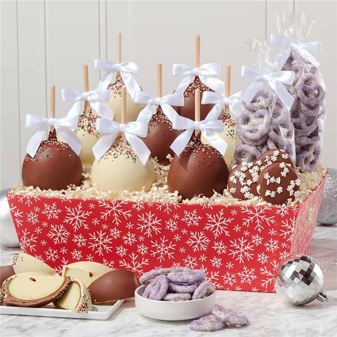 Festive Snowfall Caramel Apple & Confection Gift Tray | Mrs Prindables