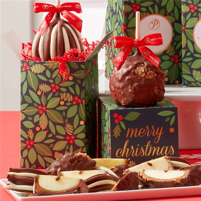 Golden Holly Caramel Apple Gift Set | Mrs Prindables