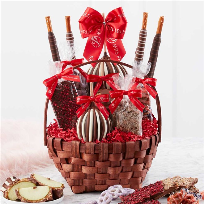 Grand Valentine Caramel Apple Gift Basket