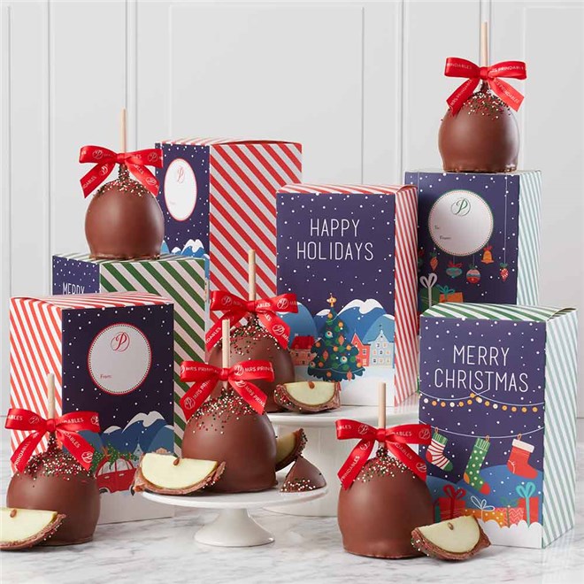 Holiday Greetings Caramel Apple Gift Set | Mrs Prindables | Mrs