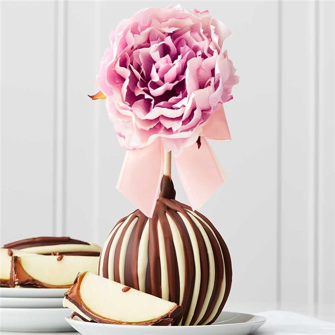 Triple Chocolate Purple Peony Jumbo Caramel Apple | Mrs Prindables