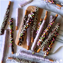 Bright Blooms Chocolate and Caramel Dipped Pretzels, 18pc