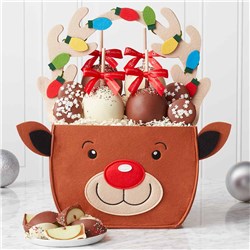 Cheery Reindeer Caramel Apple Gift Basket