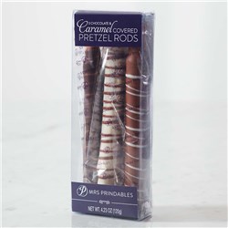 Chocolate and Caramel Dipped Pretzels, 3pc