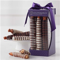 Chocolate and Caramel Dipped Pretzels, 9pc