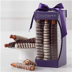 Chocolate and Caramel Dipped Pretzels, 9-Piece