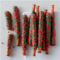 Christmas Tree Milk Chocolate and Caramel Dipped Pretzels, 10pc