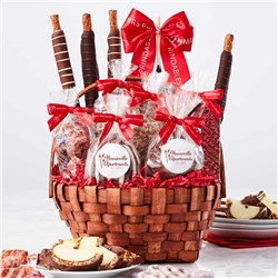 Custom Label Grand Valentine Caramel Apple Gift Basket