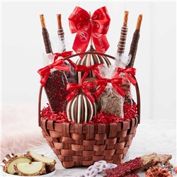 Classic Valentine Caramel Apple Gift Basket