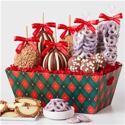 Holiday Argyle Caramel Apple & Confection Gift Tray