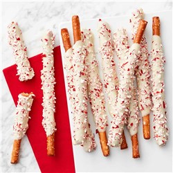 Peppermint Cloud Chocolate & Caramel Dipped Pretzels