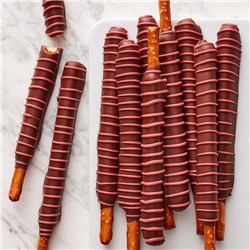 Pink Ruby Chocolate & Caramel Dipped Pretzels, 10-Piece