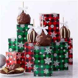 Plaid Snowflakes Caramel Apple Gift Set