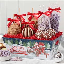Santa's On His Way Caramel Apple & Confection Gift Tray
