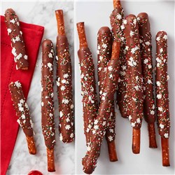 Sparkling Snow Chocolate & Caramel Dipped Pretzels
