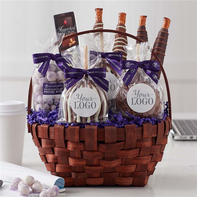Custom Label Classic Caramel Apple Gift Basket Mrs