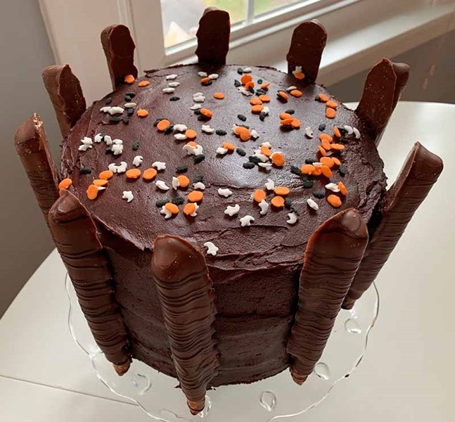 Chocolate and Caramel Pretzel Cake