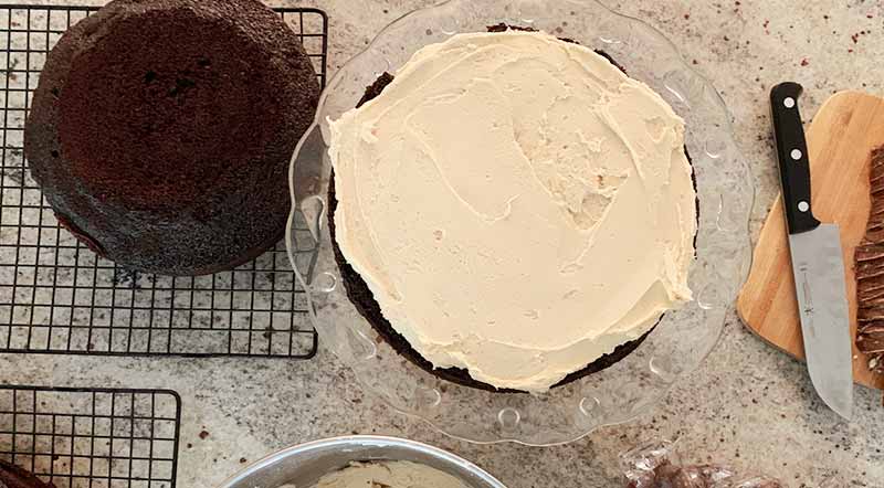 Chocolate and Caramel Pretzel Cake