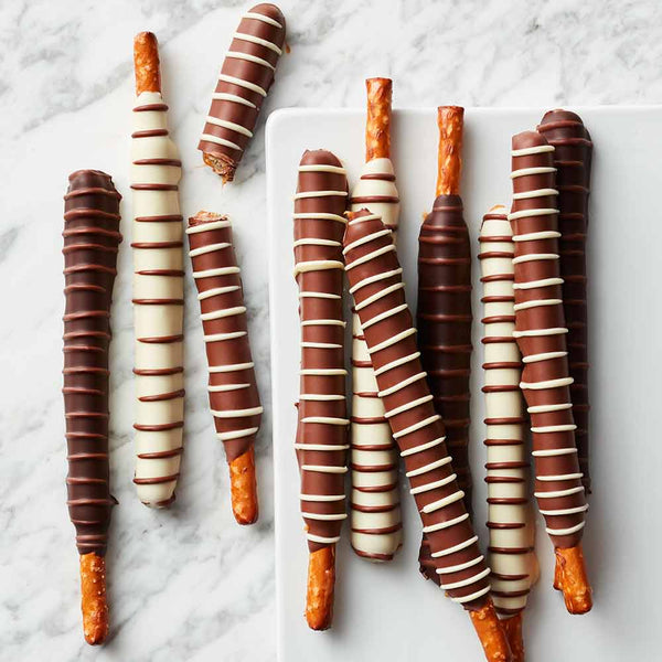 Chocolate and Caramel Dipped Pretzels, 10-Piece | Mrs Prindables