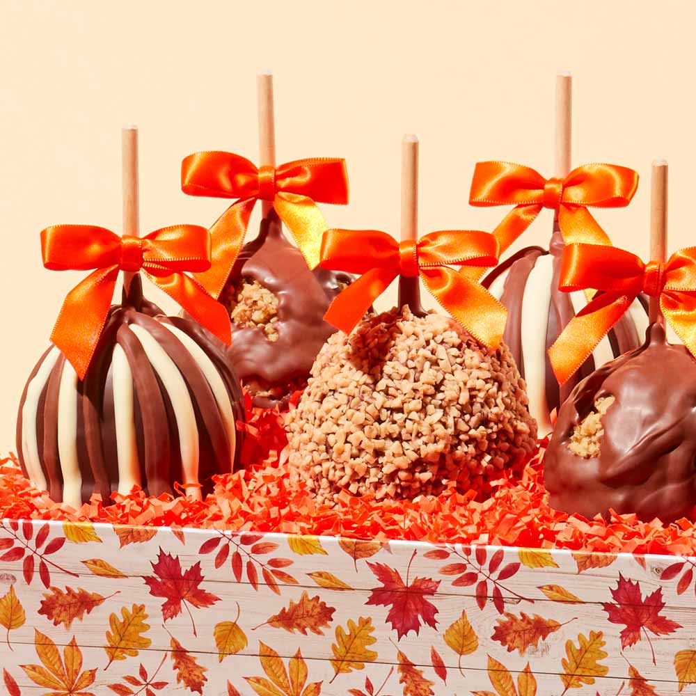 Fall Leaves Caramel Apple Gift Tray