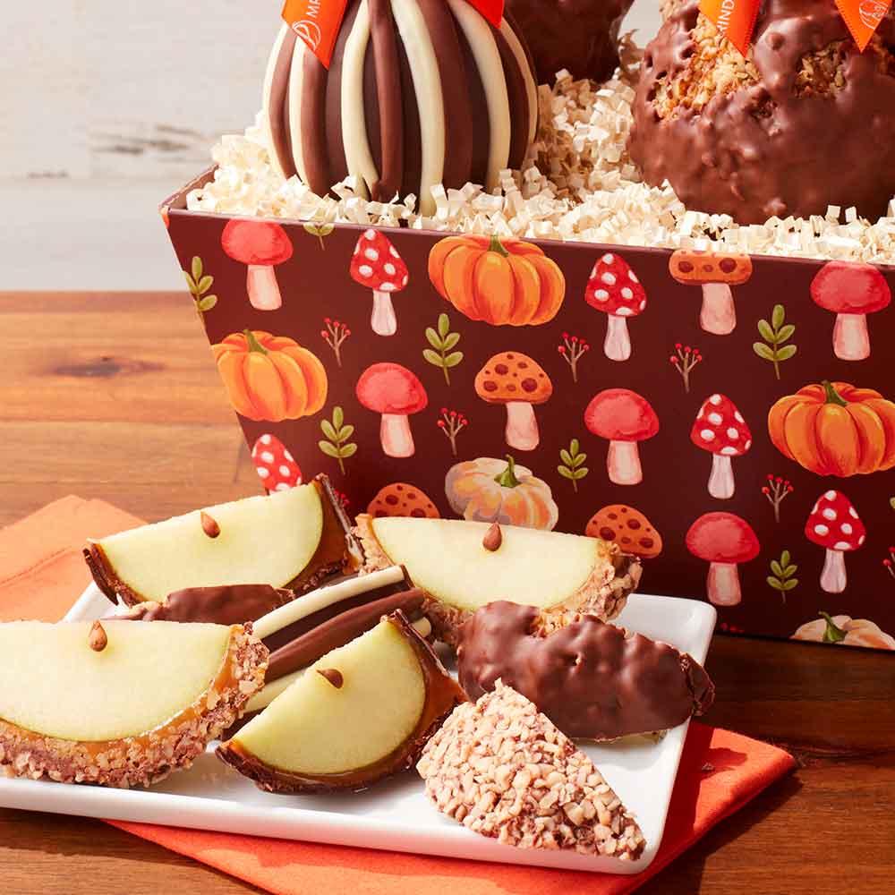Fall Mushrooms Caramel Apple Gift Tray