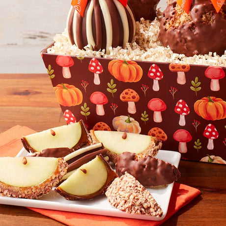 Fall Mushrooms Caramel Apple Gift Tray