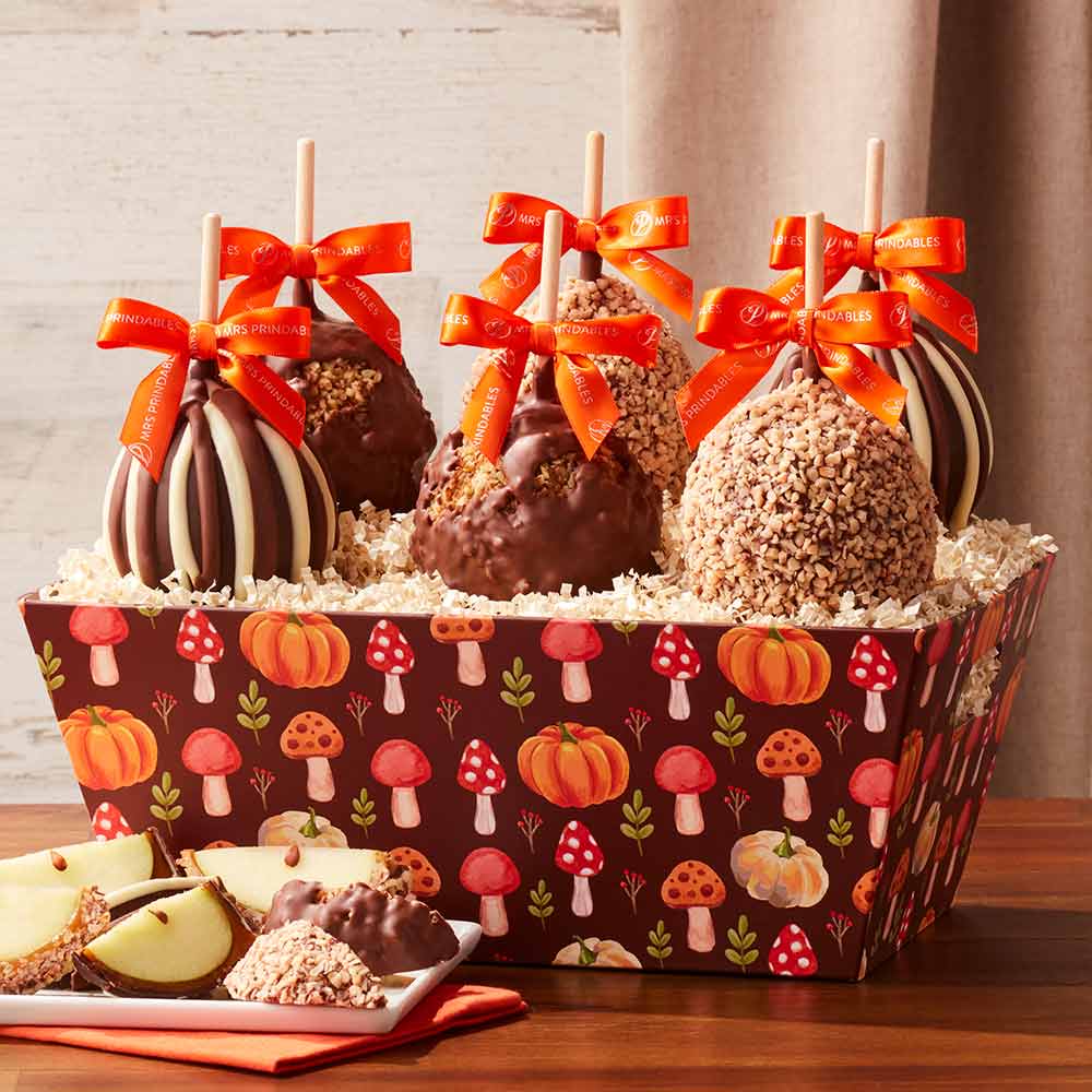 Fall Mushrooms Caramel Apple Gift Tray
