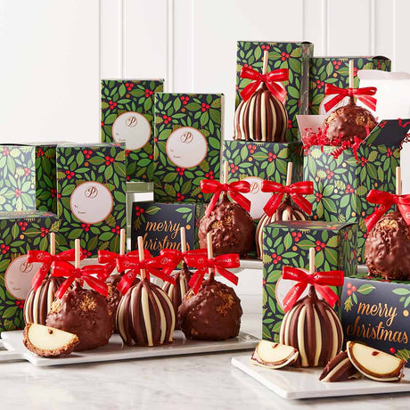 Golden Holly Caramel Apple Gift Set