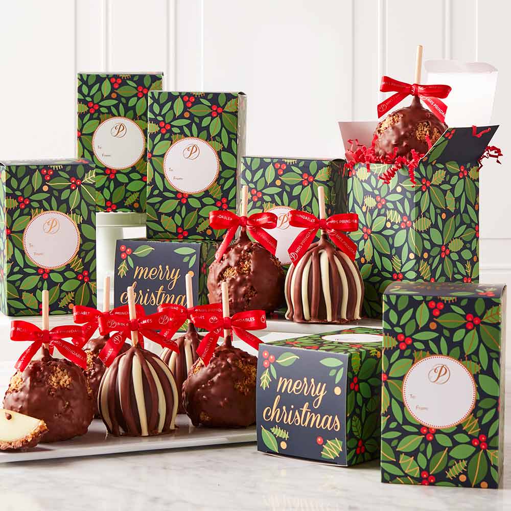 Golden Holly Caramel Apple Gift Set