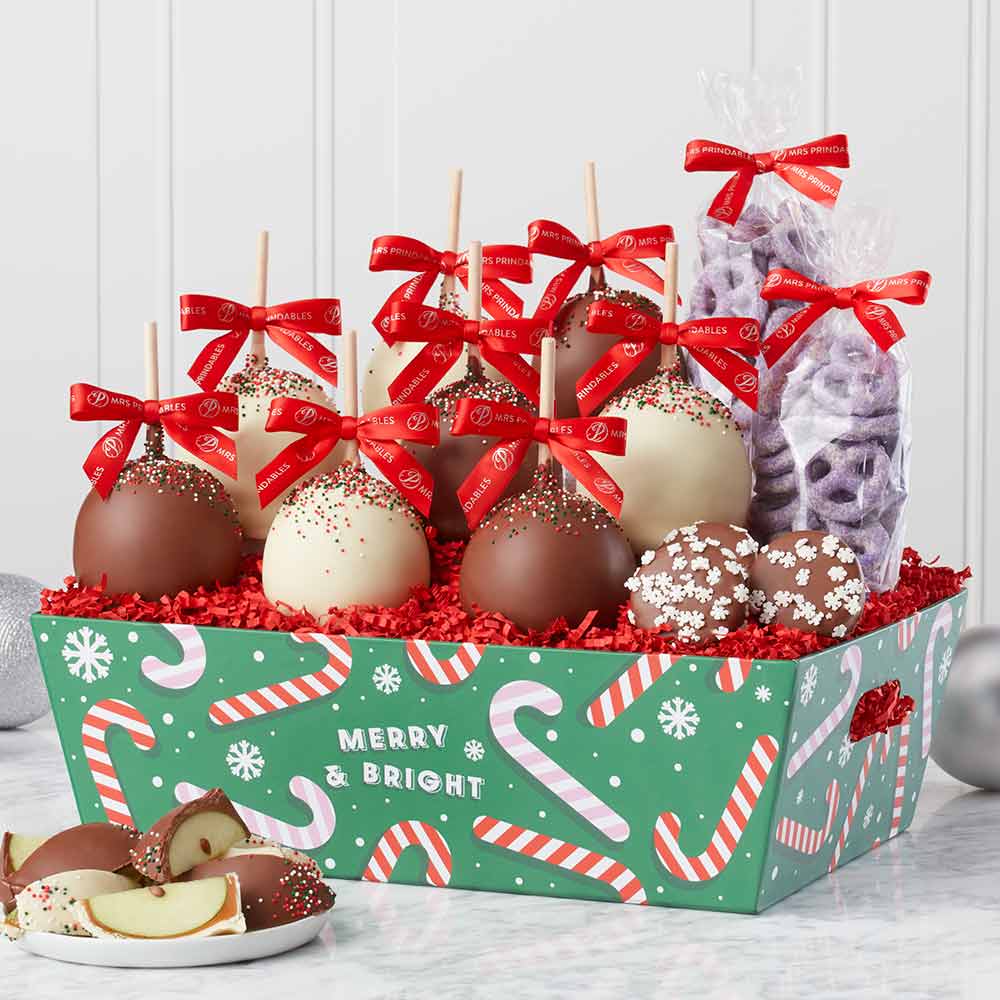 Merry & Bright Caramel Apple & Confection Gift Tray