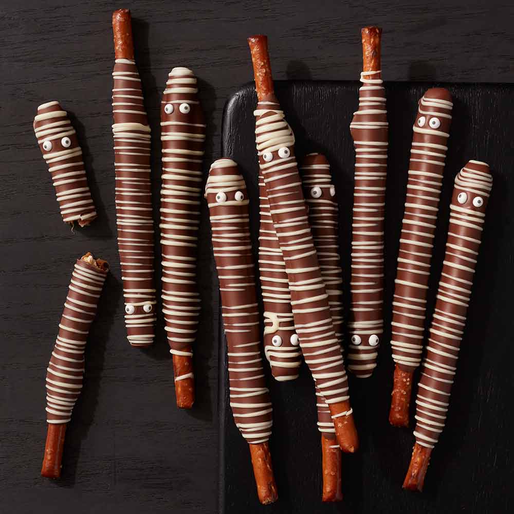 Mummy Chocolate & Caramel Dipped Pretzels