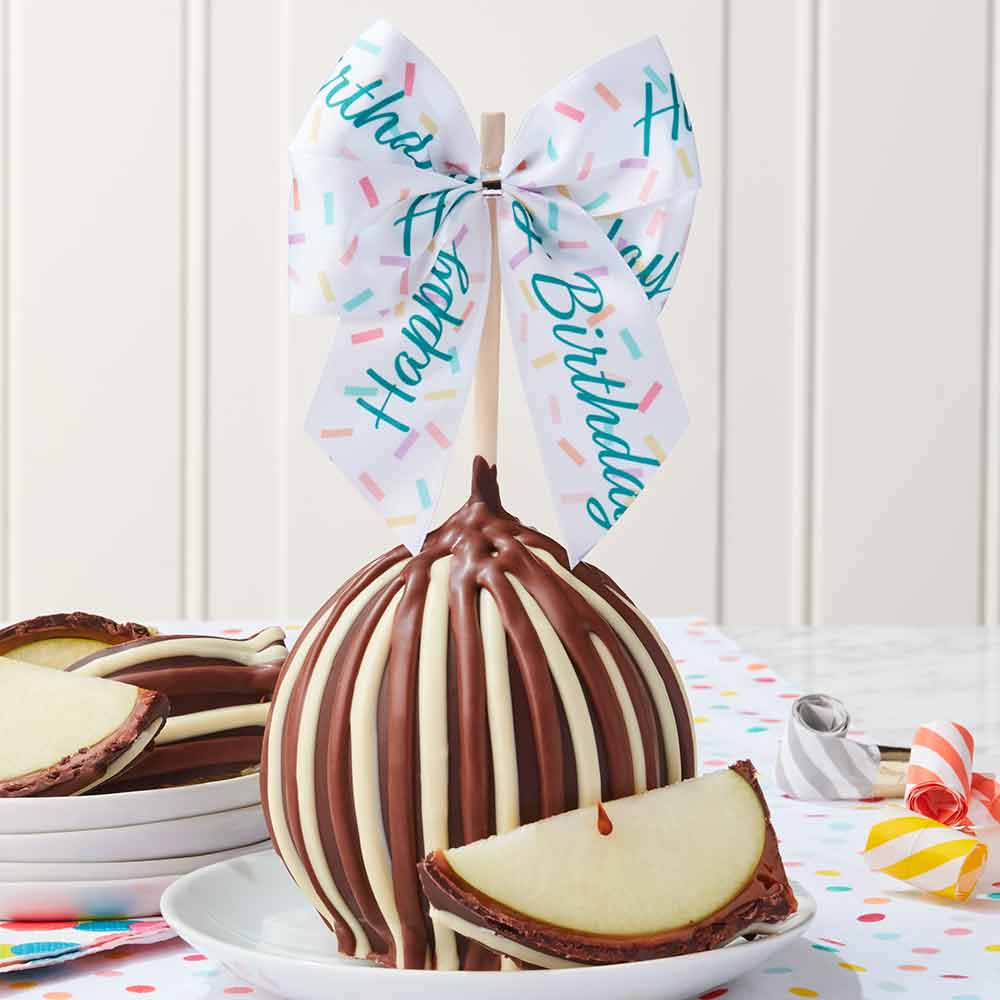 Happy Birthday Ribbon Jumbo Caramel Apple | Mrs Prindables